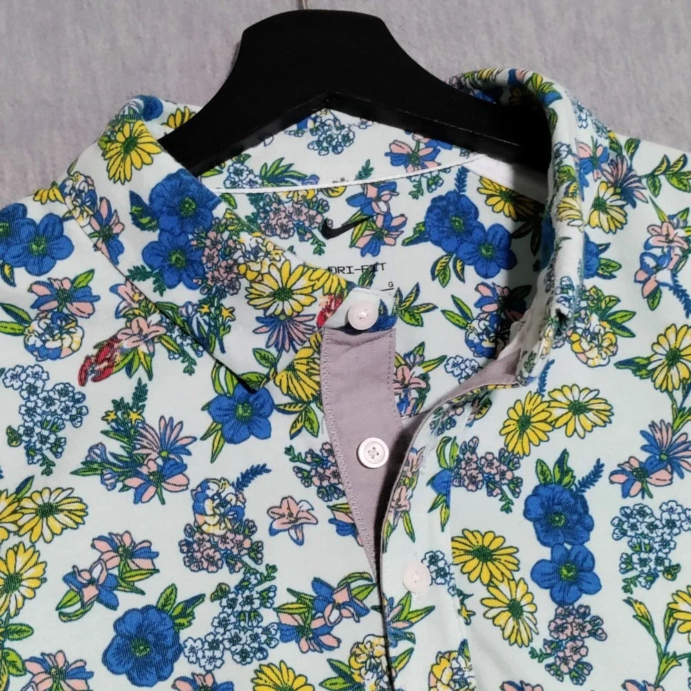 Nike Tour Dri-FIT Player Floral Golf Polo Shirt Mens LARGE Colorful DH0940‎ 394